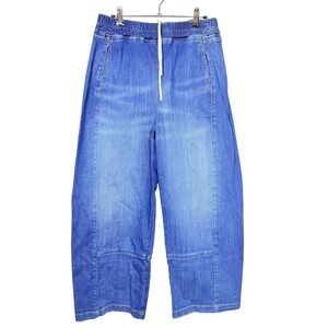 Pilcro Anthropologie Izzie Relaxed Pull On Barrel Jeans Small Blue Denim Pants